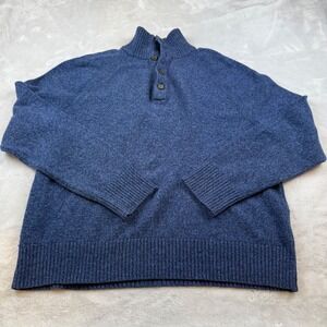 Banana Republic XL Merino Wool Blend Quarter Button‎ Mock Neck Sweater Men's